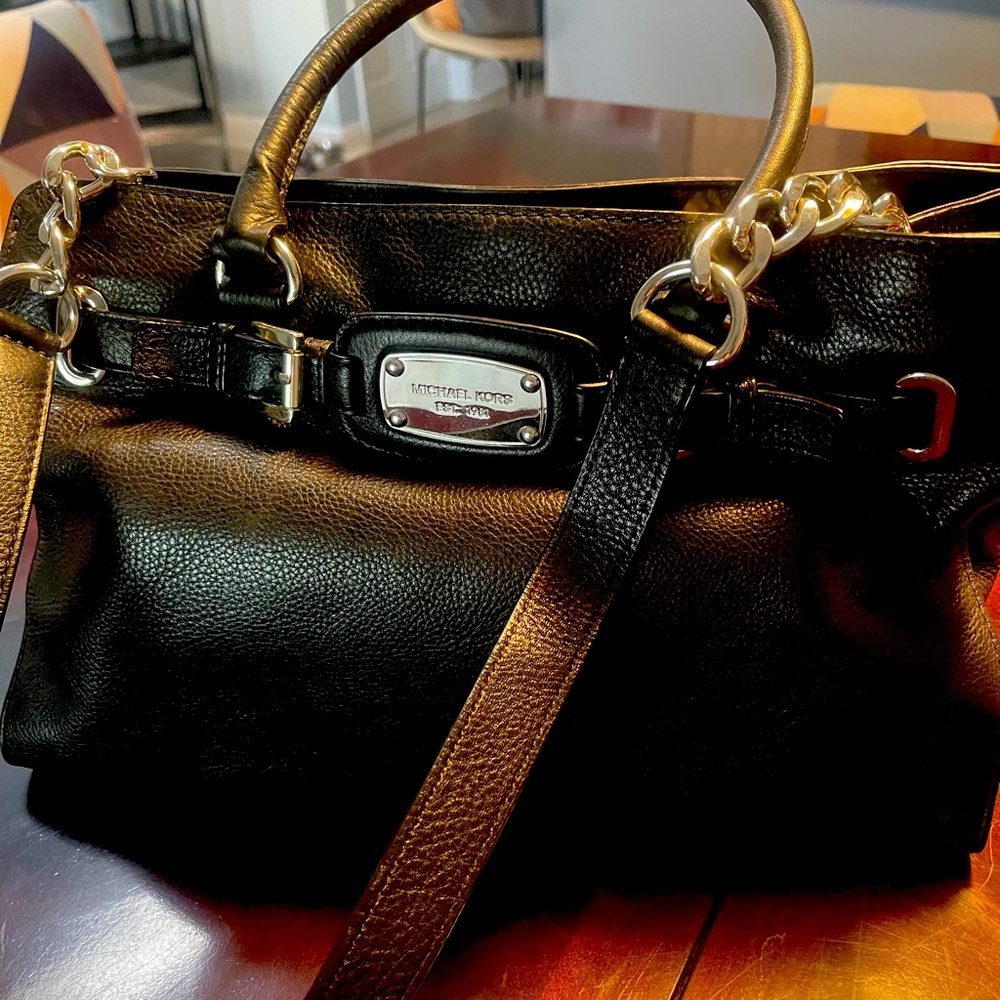 Michael Kors black leather handbag